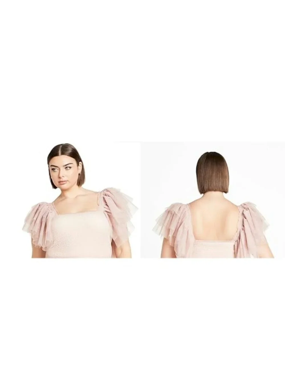 City Chic Azariah Shirred Tulle Sleeve Dusty Pink Bodysuit Size 22 New with Tags